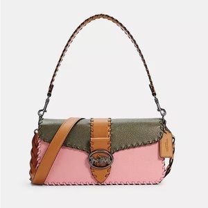 【Free Shipping】NWT Coach Whipstitch Patchwork Leather Baguette Shoulder Bag Boho